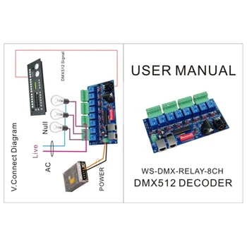 1 Kom. Dmx512 Dekoder XLR+RJ45 8CH Releja Dmx512 RGB Led Kontroler za Led Trake Led Svjetiljka Contrller