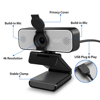 4K HD Kamera USB2.0 Web-kamera od 8 Milijuna CMOS Senzor S mikrofon i Stalak Za Izravan Prijenos/video chat/PC/Konferencija