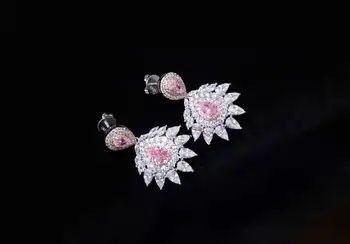 Šarene Luksuzne Naušnice Roza Naušnice Glavni Kamen Pad Veličine 21×30 mm Ružičasti Dijamant Serija