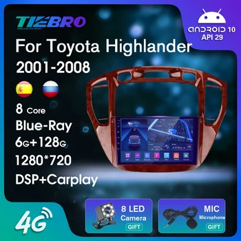 2DIN Android10 Auto Radio Za Toyota Highlander 2001-2008 Blu-ray IPS Ekran Auto Stereo bluetoth Player, GPS Navigacija Auto Radio