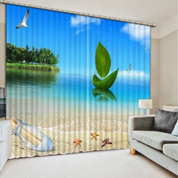 Plaža zavjese Raskošne Guste 3D Prozorskih Zavjesa Za Dnevni boravak, Spavaće Zavjese cortinas Rideaux zelene zavjese