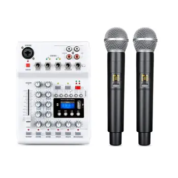 Bežični Streaming Audio Mikser SA 2 UHF Bežičnih Mikrofona 4 Kanala miješanje Konzole 48v Phantom power USB DJ Karaoke PC-Gitara