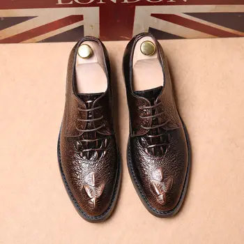 Britanski dizajn muške casual poslovni ured za službena odjeća i cipele od prave kože s крокодиловым uzorkom čipka-up chaussure homme male