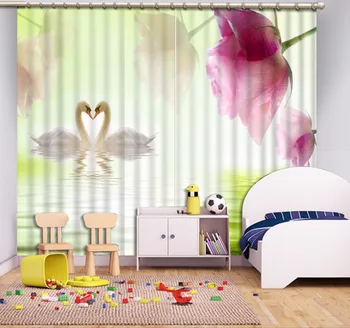 Moderne Zavjese Elegantne Zavjese Spavaće sobe svježe lotos životinja zavjese Za Dječju sobu Guste 3D Zavjese