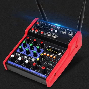 4-Kanalni Audio miješanje Konzole s Bežičnim Mikrofonom Miješanje Zvuka sa Bluetooth USB Mini Dj Mixer+2 Bežične Karaoke