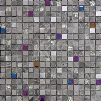 Siva boja kamena mješoviti staklene mozaik pločice za kuhinje backsplash, pločice kupaonica tuš mozaik pločice metro mozaik