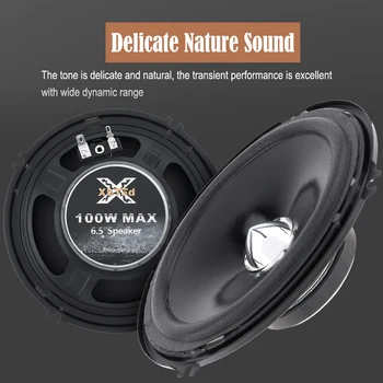 2pcs 6.5 Inch 100W Full Frequency Range Car Audio Speaker Heavy Mid-bass Ultra Loudseaker DIY Instalacija za Auto-radio