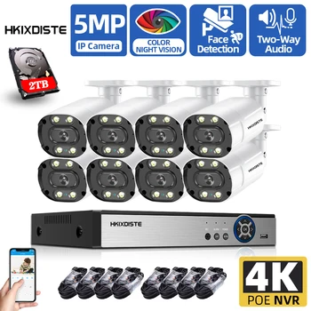 5MP HD Boja Noćni Vid CCTV Sustav za Kuće H. 265 8ch NVR Kit 5MP POE Dvosmjerni Audio Video Nadzor Kamera Setove 4K