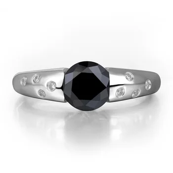 Leige Jewelry Black Spinel Ring Zaruke Round Cut Black Gemstone Rings for Women 925 Sterling Silver Fine Jewelry