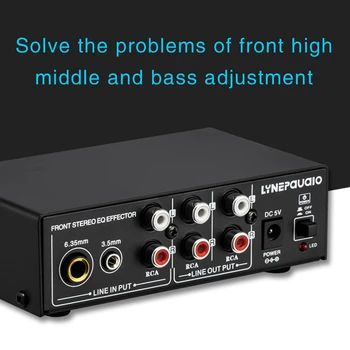 LYNEPAUAIO Front Audio Amplifier, Stereo Tube Pretpojačalo Visoke Frekvencije Mid Bass Tone Control Support 3-Channel 3.5 mm/6.5 mm/RCA Sound Mixer