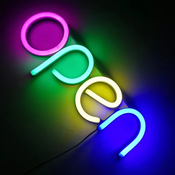 Otvoreni Poslovni RGB Neonski Znak Svjetlo LED Shop Izlog Trgovine Prikaz Visećeg Lanca Restoran Vrata Bar Vizualni Znak Žarulja