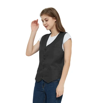 5Colors/Set Service Uniform V-Clerk Supermarket Work Shop Vest Volunteer Activity Vest Button Workwear For Adult Men or Women