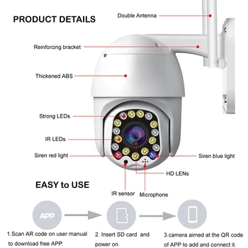 HD Vanjski video Nadzor WiFi Skladište 1080P 2-Way Audio Pametna Detekcija Kretanja Vanjska Upravljanje CCTV IP Cam Wi-Fi Kamera