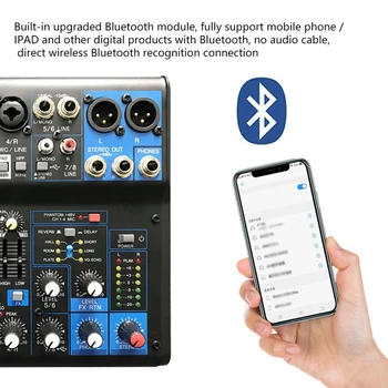 8-kanalni USB Bluetooth 48V Power Stereo Sound Card Audio Mixer Sound Board Console Desk System Interface (US Plug)