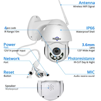 Hiseeu 1080P Bežični PTZ high-speed Dome IP Kamera WiFi Vanjski Dvosmjerna Audio, video nadzor Sigurnosni Video Mrežna Kamera za Nadzor P2P