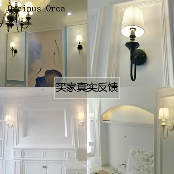 Mediteranska jednostavan plava tkanina zidne lampe dnevni boravak hodnik spavaća soba noćni lampe Američki Kreativni potpuno bakar zidne lampe