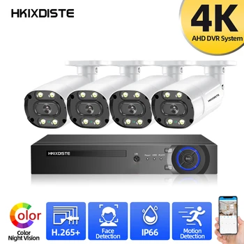 4CH 5MP 8MP 4K CCTV Video Security DVR sustava 6 IN1 H. 265 DVR SA Color Kamera za Noćni Vid Vanjskog Detekcija Lica