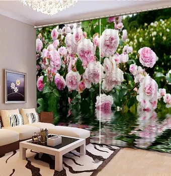 Ružičasti Cvjetovi ruže 3D Prozorske Zavjese Raspada dnevni boravak vjenčanje spavaća soba dekoracije Zavjese Individualne moderne zavjese