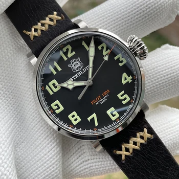 STEELDIVE Dive Watch SD1903 Nehrđajućeg Čelika Pilot 20Bar Vodootporan Mehanički Sat na Veliki Brojčanik Švicarski C3 Zelene Svjetleće Ručni Sat
