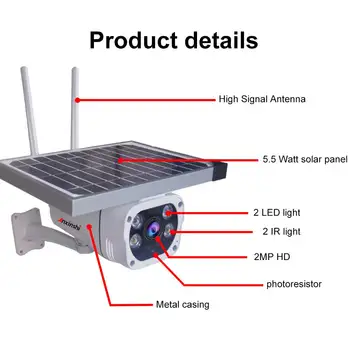 4G Kamera za video Nadzor Solarni Panel za Punjenje Baterije 1080P Bežična Kamera Sigurnosti Vanjska Signalizacija Prometa Osnovna CCTV IP Cam 2MP