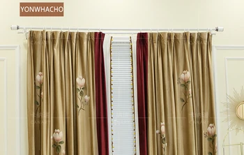 Običaj zavjese Klasična kineska ručno oslikana flanel luksuz jednostavan moderan zlatne tkanine, zavjese za zamračenje tila ogrnuti B855