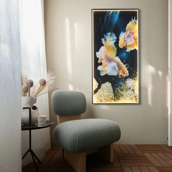 OULALA Zidne Lampe Moderan Kreativni Zlatna Riba Slika LED Lampa Pravokutnik Zidne Lampe Za Kuće