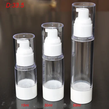 100pc veleprodaja 15 ml neto безвоздушная boca pumpe s bijelim pumpom i donji poklopac čistom ,prazna plastična prozirna безвоздушная bočica od 15 ml