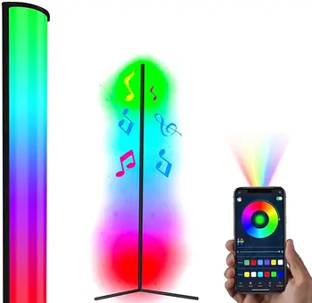 LED Corner Floor RGB Lamp Dimmable Light with APP Remote Control Smart 1.5 M Ambient Night Light for Living Stream Bedroom Party