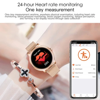 Super Slim Fashion Women Smart Watch 2021 Full Touch Round Screen Smartwatch for Woman Heart Rate Monitor For Android i IOS