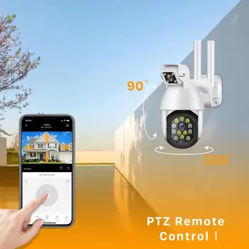 Dva objektiva 1080P PTZ IP Kamera Wifi Vanjski Automatski Pratiti Bežični Wifi Sigurnosti Speed Dome Kamere 4X Digitalni Zoom, video Nadzor